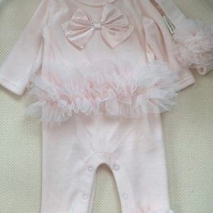 First Impressions Tulle Trim Jumpsuit - Pink